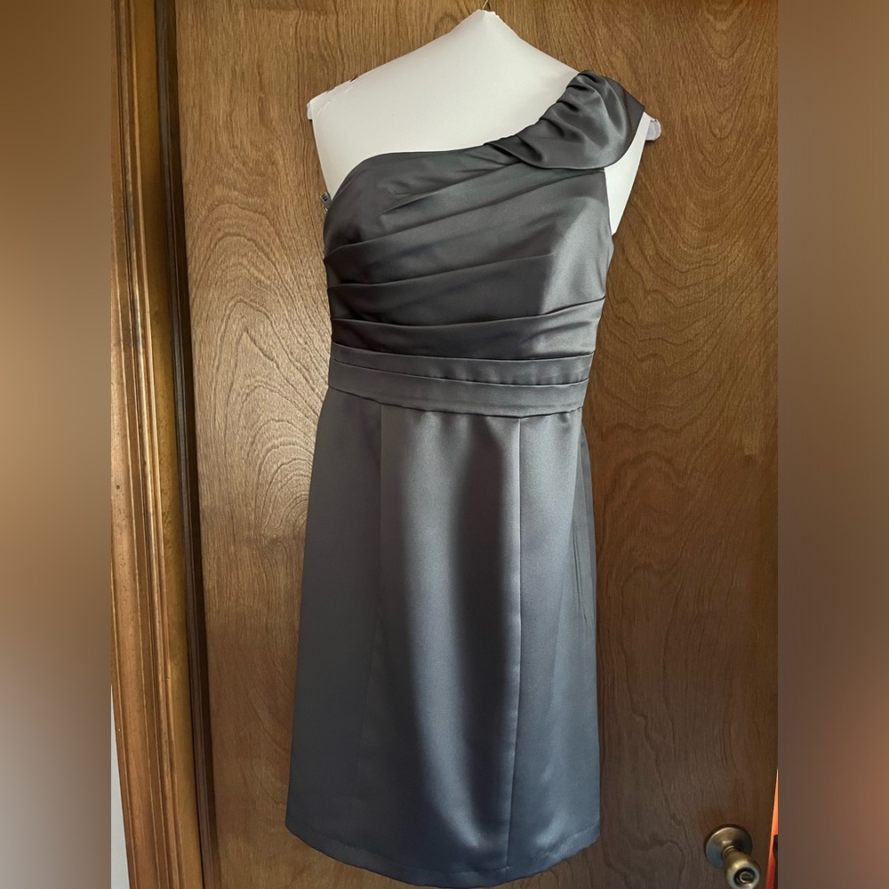 Alfred Angelo - gray one shoulder cocktail dress
